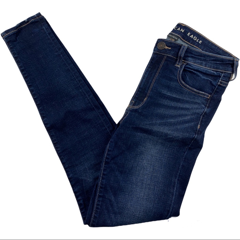 American Eagle Womens Dark Wash Super Stretch Hi-Rise Jegging Jeans 6 Long